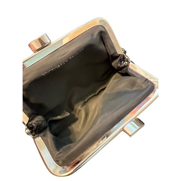 Victoria's Secret Sequin Clutch Coin Purse Pouch Angel Forever Kisslock Silver - Picture 4 of 5